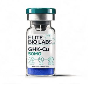 GHK-Cu lyophilised research peptide vial from Elite Bio Labs